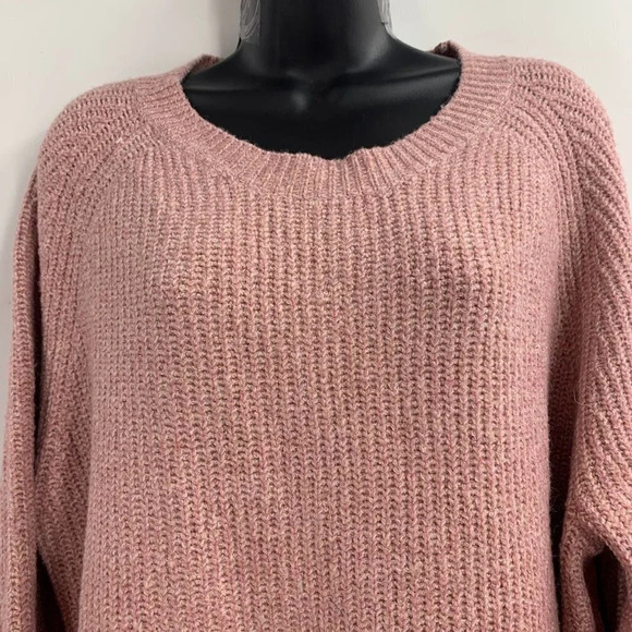 Bp Nordstrom Women's Plaited Stitch Crewneck Sweater In Pink Nostalgia SZ 3X NWT - Picture 5 of 12